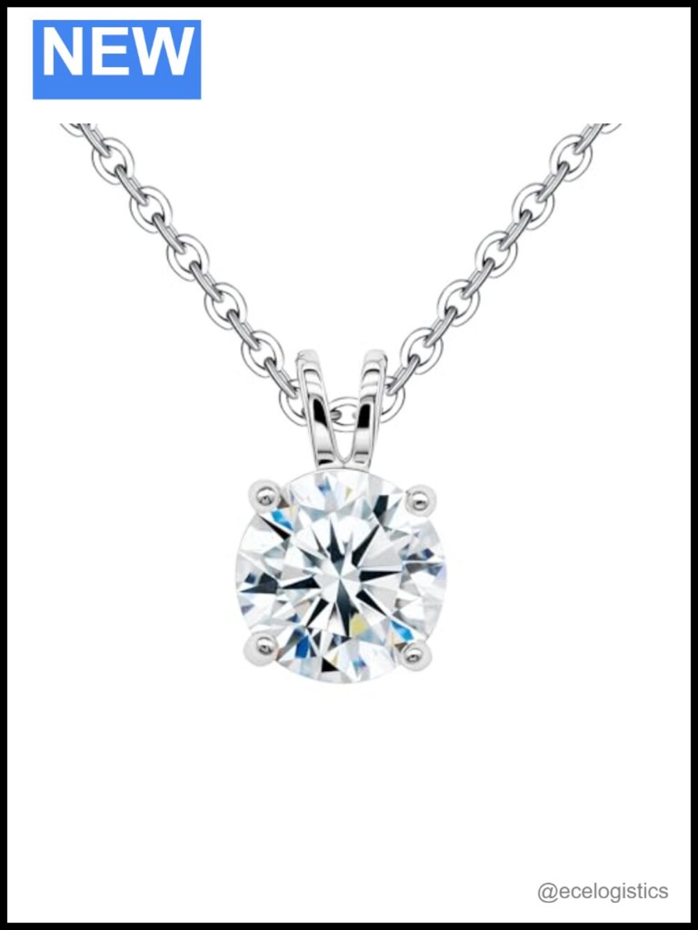 Moissanite 925 Sterling Silver Pendant Necklace 1 Carat Adjustable Chain